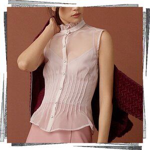 NWOT: Lilac Sheer Pleated Top w/ Lilac Tank (S) by Anthropologie